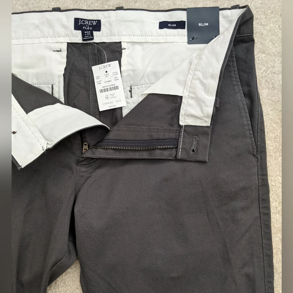NWT J.Crew Factory gray slim pants 33W x 34L